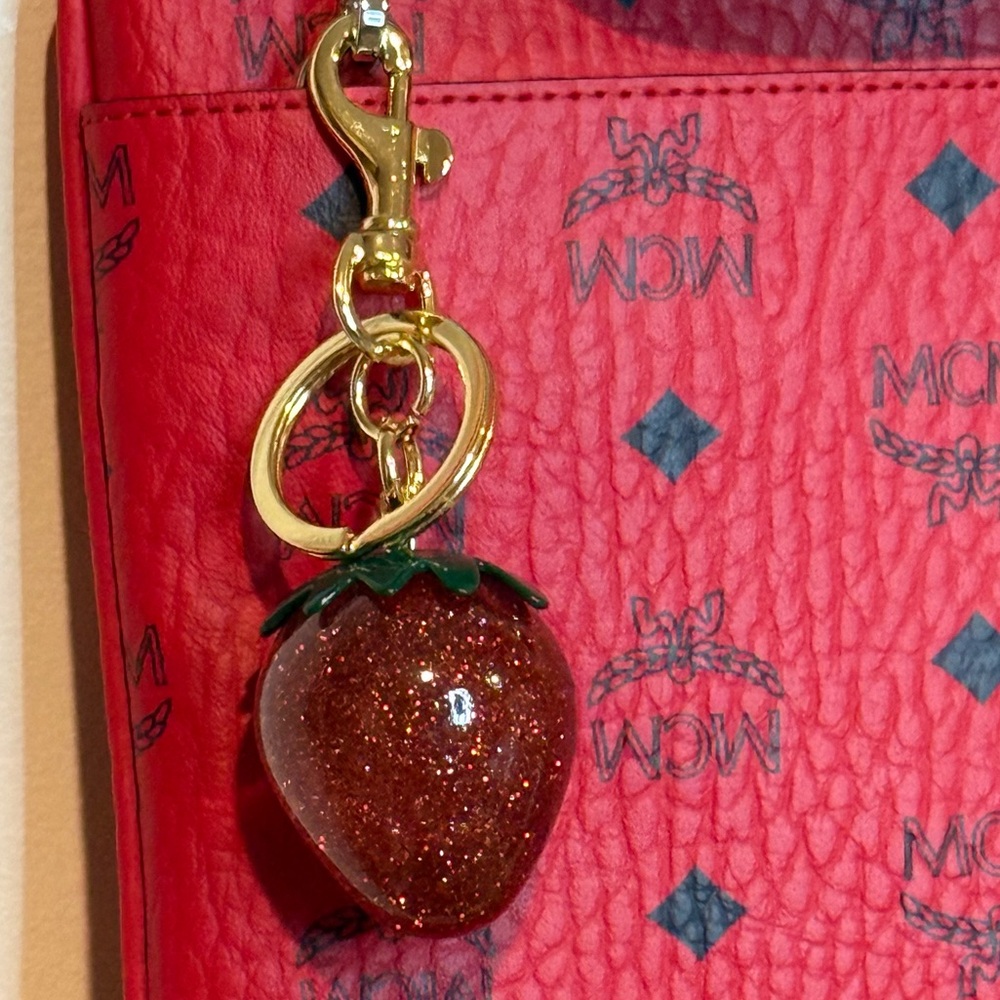 Strawberry bag charm ,gold hardware - Picture 3 of 9